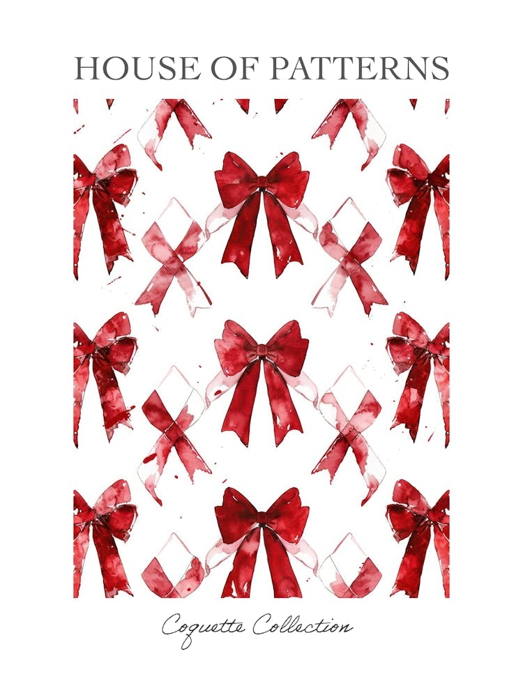 Dark Red Bows 1 Pattern Poster