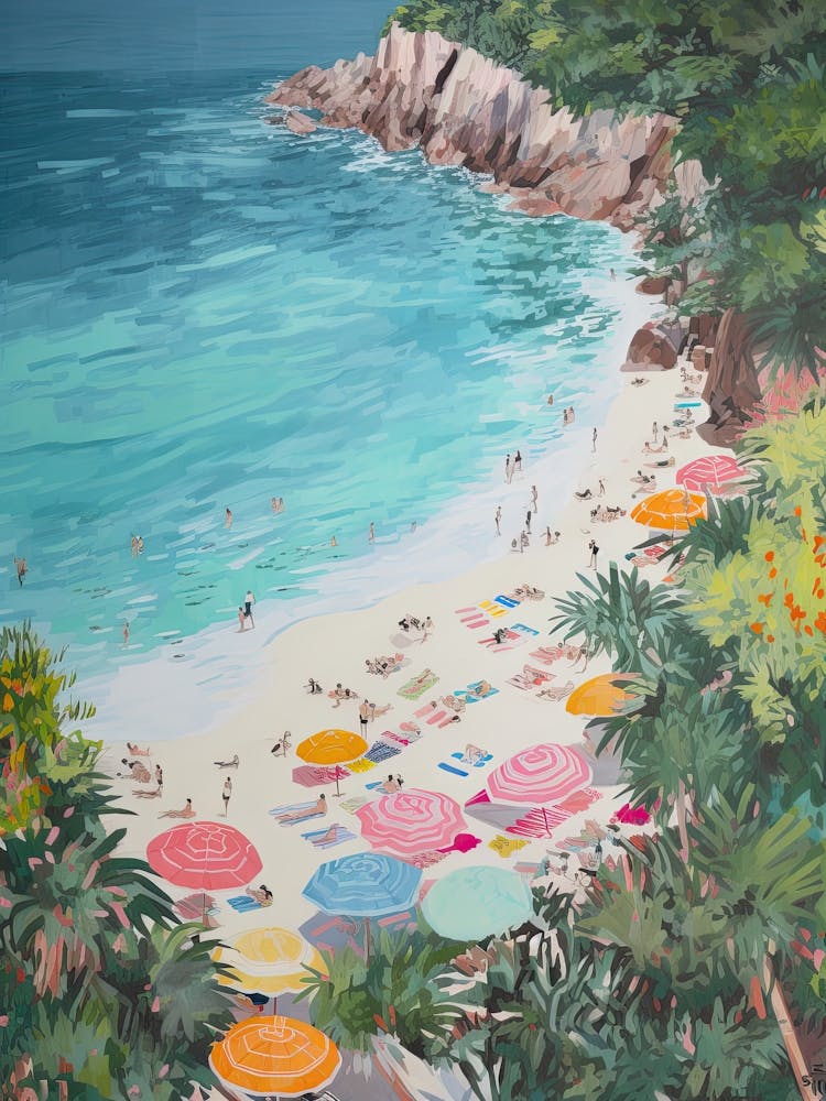 Aerial View Of A Beach In Tropea Summer Illustration 3