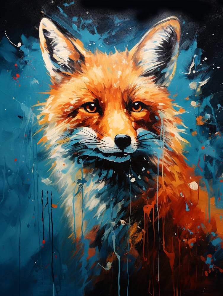 Red Fox Canvas Splat Painting 1