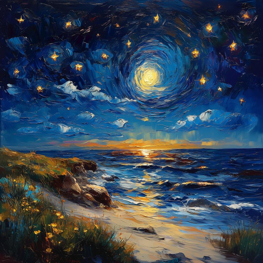Van Gogh Inspired Starry Night Painting