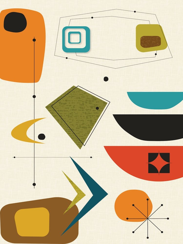 Mid Century Modern Abstract Shapes Pattern 1