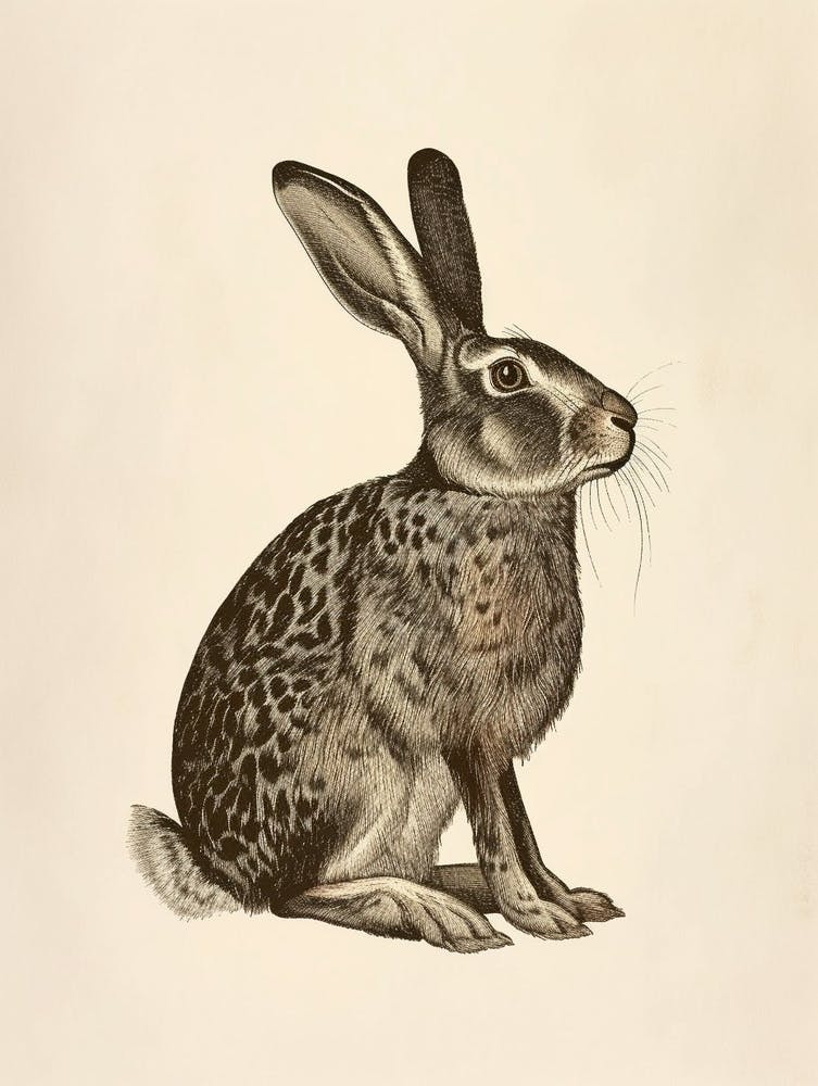 Belgian Hare Blockprint Illustration 9