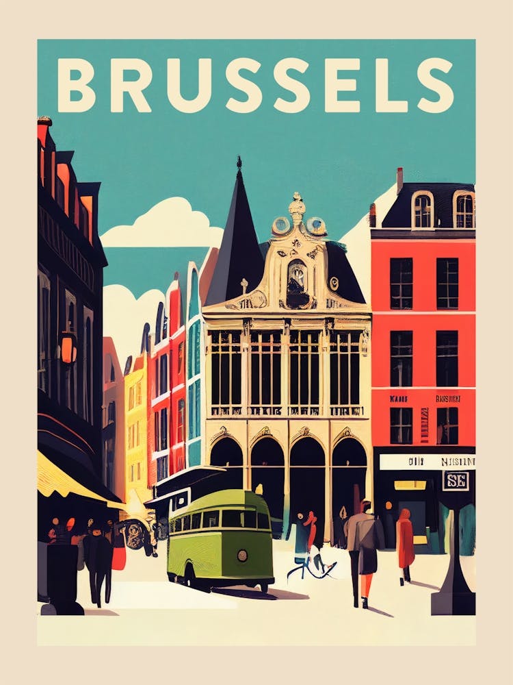 Brussels Vintage Travel Poster