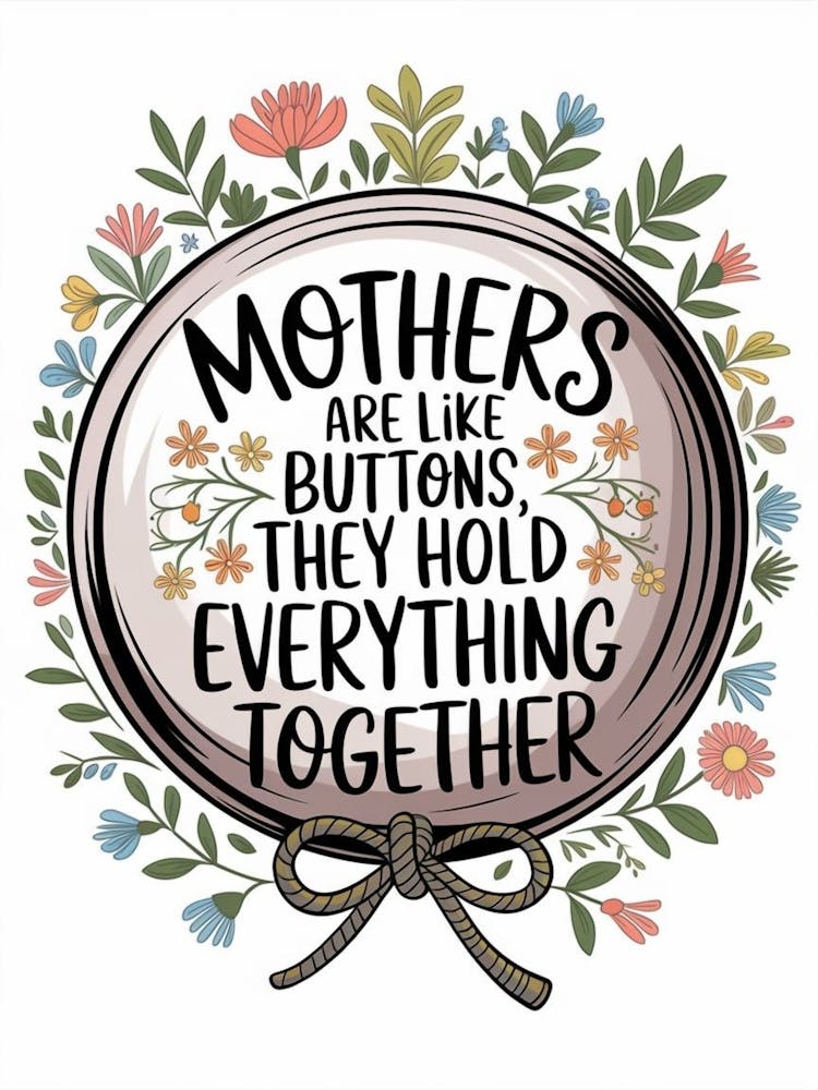 Mothers Are Like Buttons They Hold Everything Together