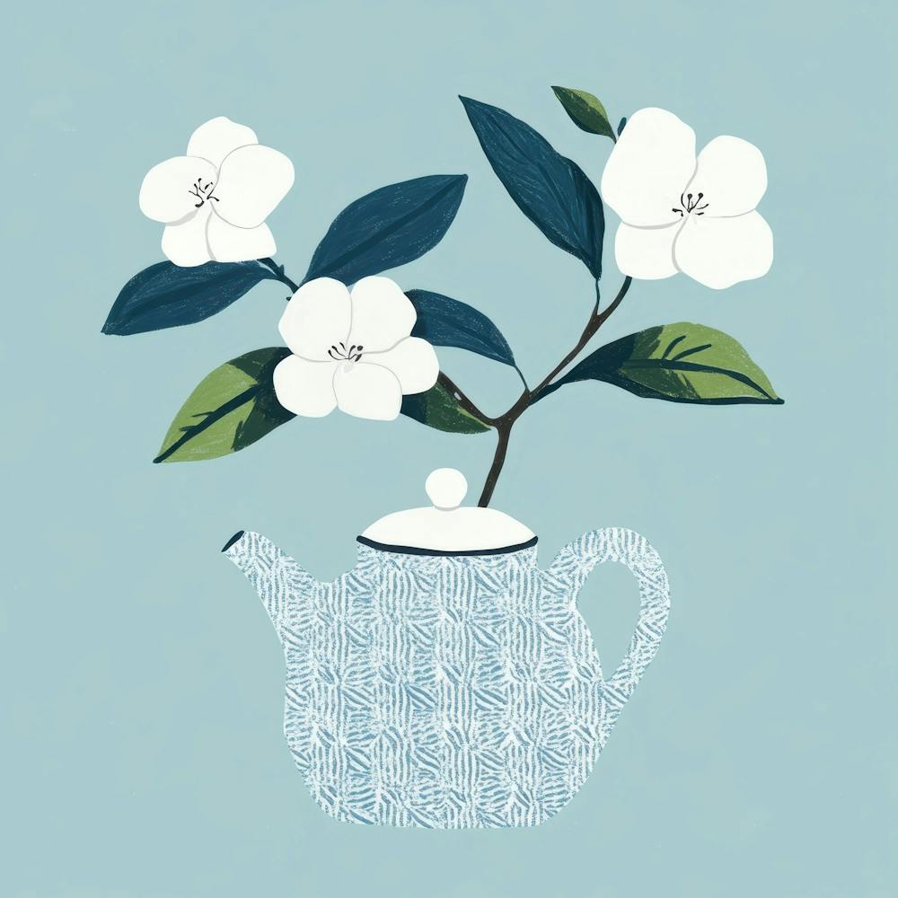 Teekanne mit Blumen 10