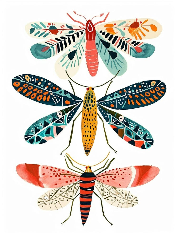 Colourful Insect Illustration Lacewing 3