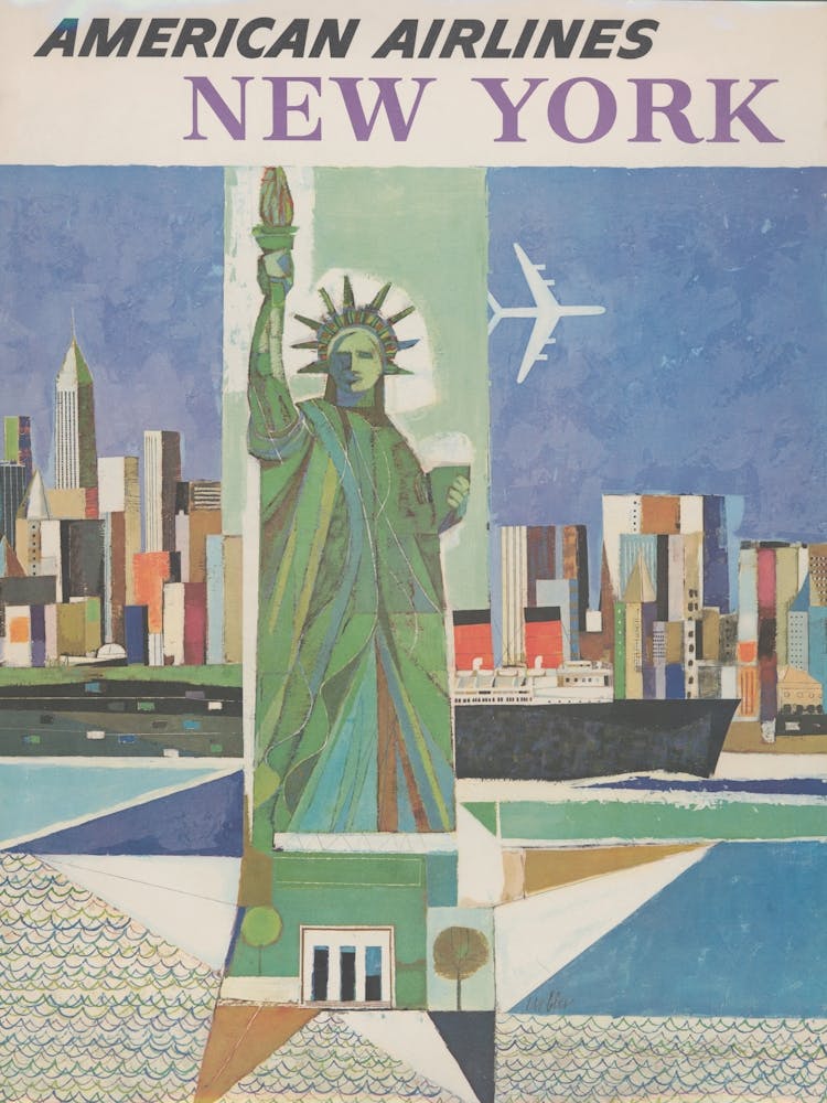 American Airlines New York 1960s Vintage Poster