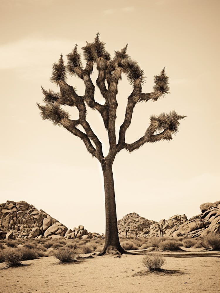  Photograph Of A Joshua Tree In A Sandy Desert 4