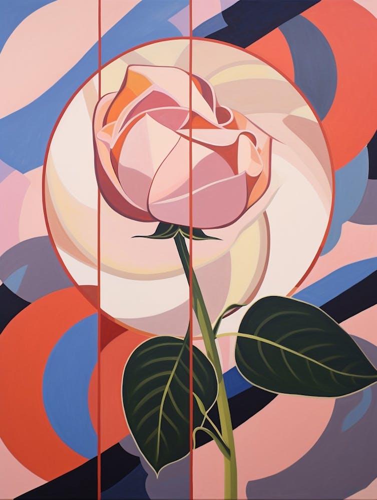 Rose 6 Hilma Af Klint Inspired Pastel Flower Painting