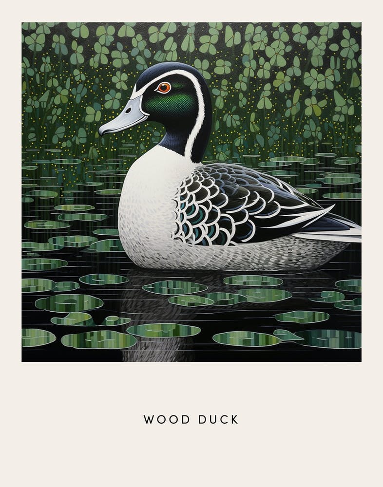 Ohara Koson Inspired Bird Painting Wood Duck 3 Poster