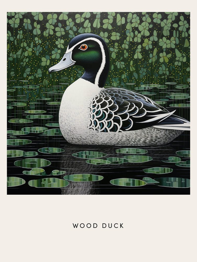 Ohara Koson Inspired Bird Painting Wood Duck 3 Poster
