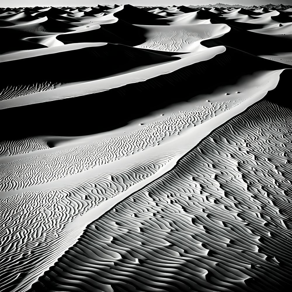 Sand Dunes, black and white art