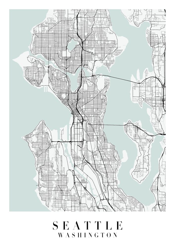 Seattle Washington Street Map Minimal Color