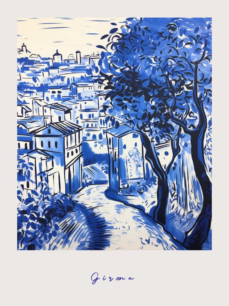Girona Spanien 3 Mittelmeerblau Zeichenposter