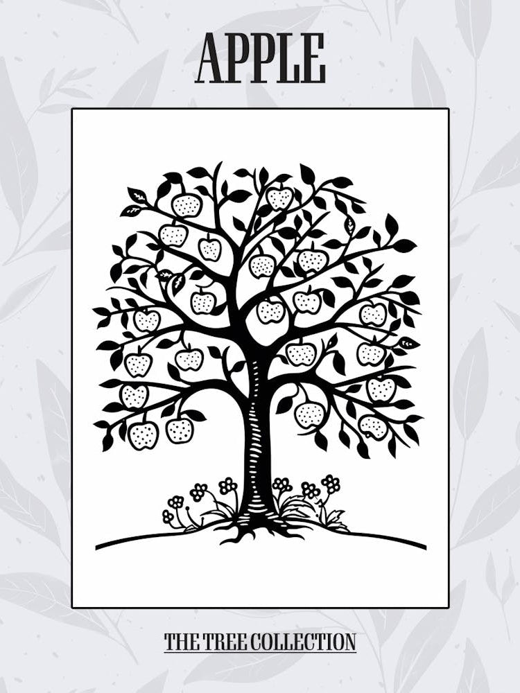 Apple Tree Simple Geometric Nature Stencil 11 Poster