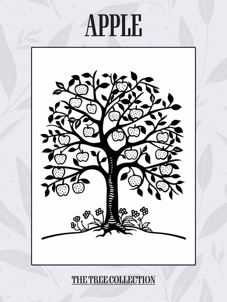 Apple Tree Simple Geometric Nature Stencil 11 Poster