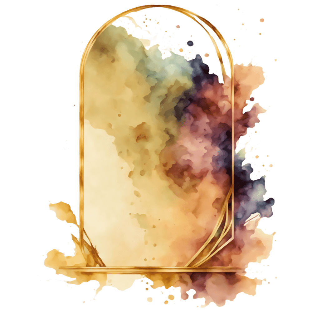 Golden Frame With Watercolor Splashes