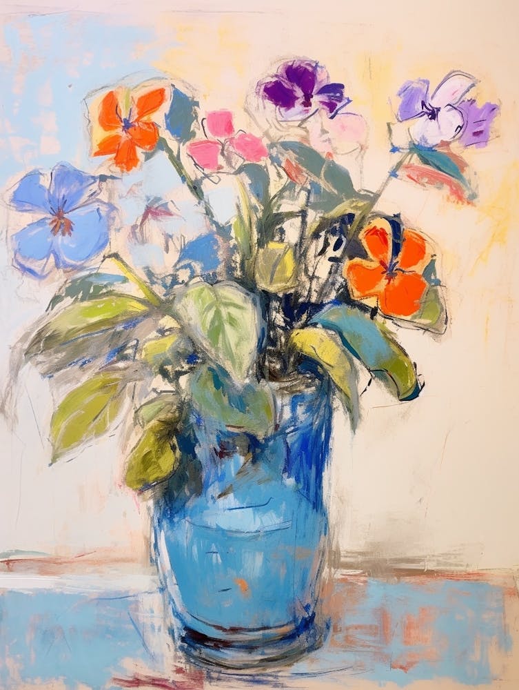 Flower Painting Fauvist Style Periwinkle 3