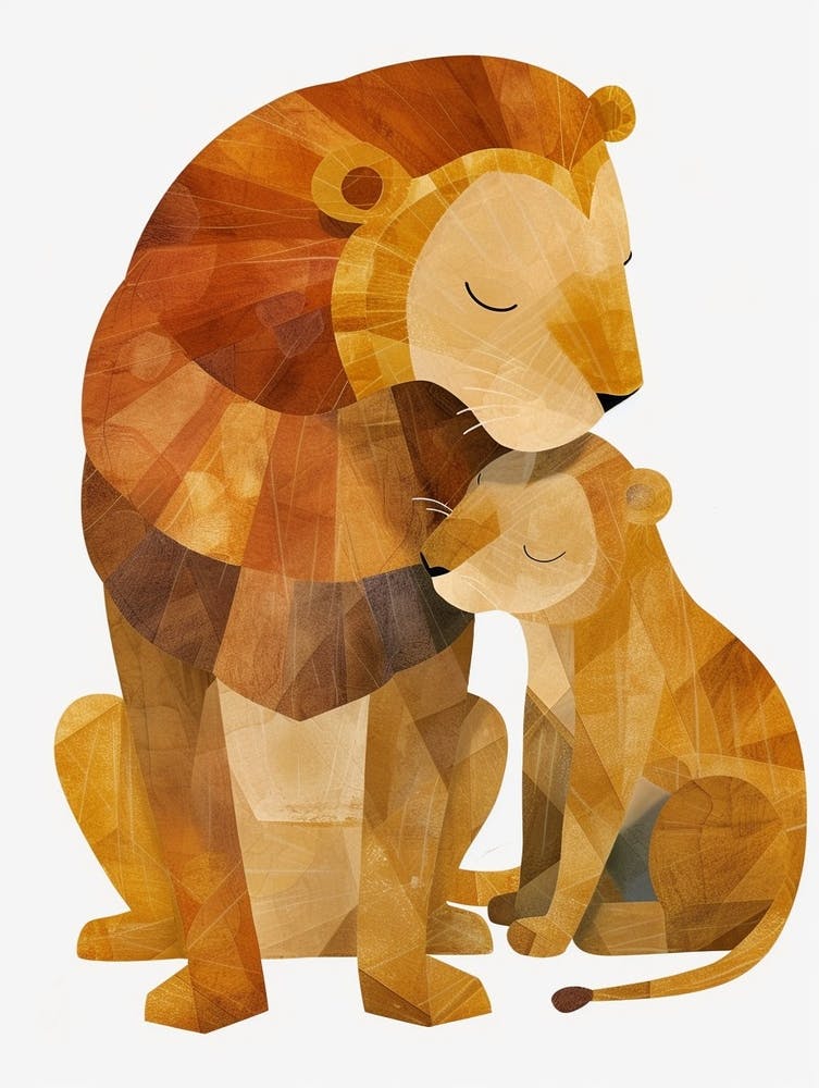 African Lion Family Bonding Clipart 4