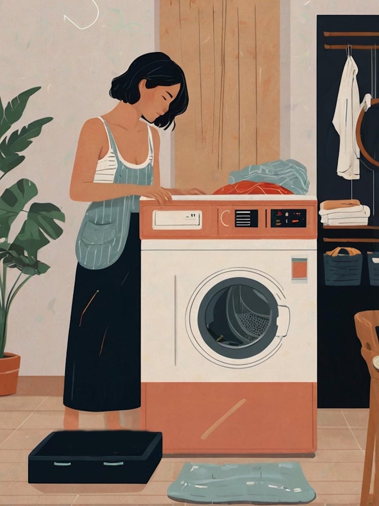 Illustration Of A Woman Doing Laundry 2