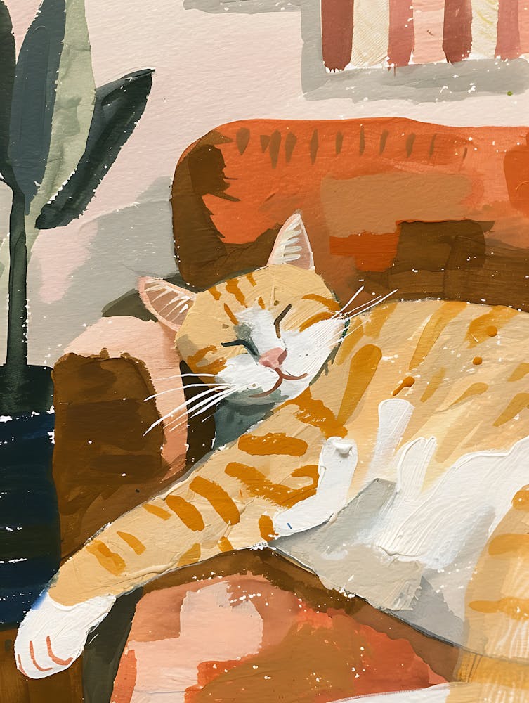 Katze schläft auf dem Sofa 7