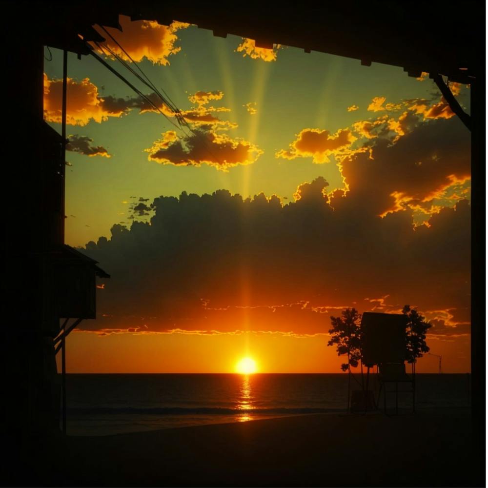 Coucher de soleil avec mer