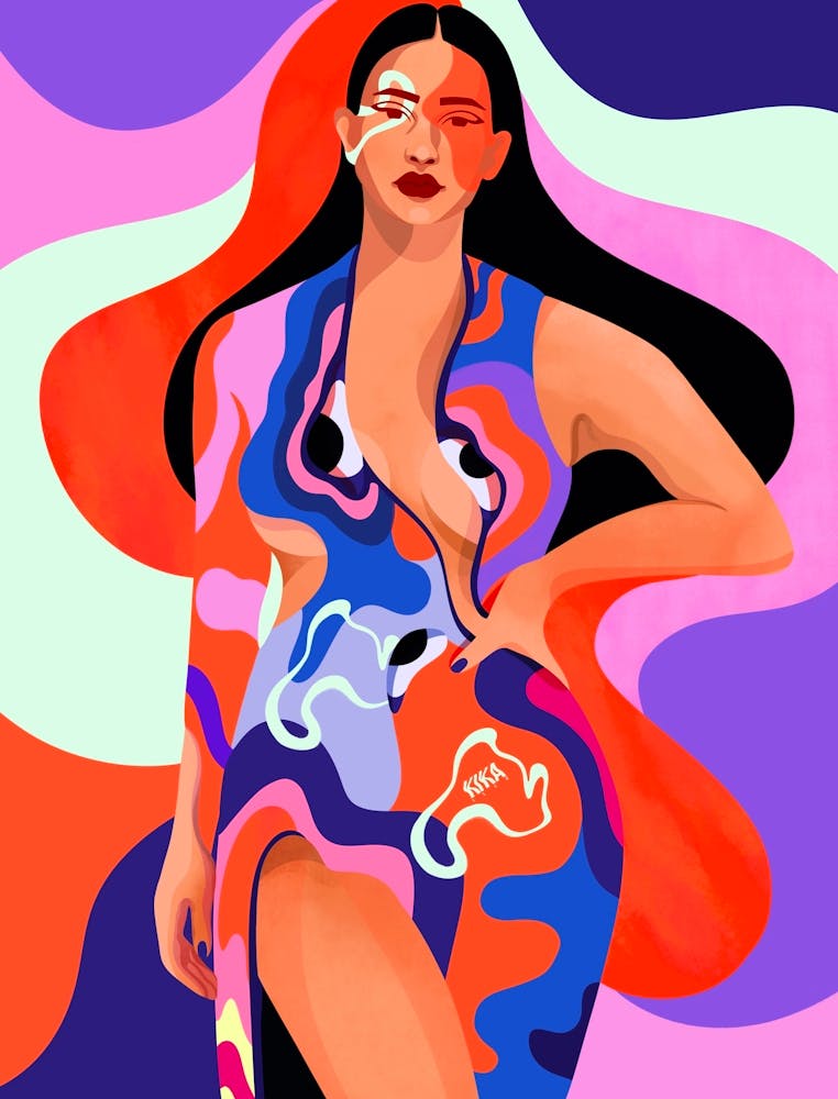 Woman In A Colorful Dress