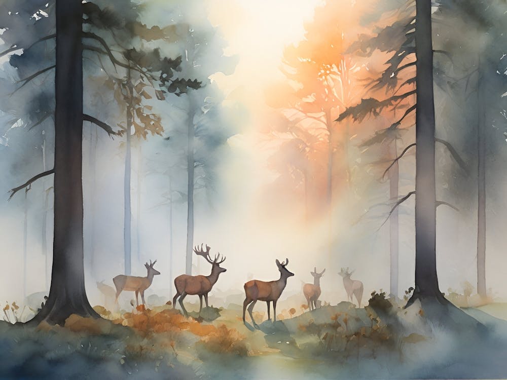 Deer In The Forest Paintings
