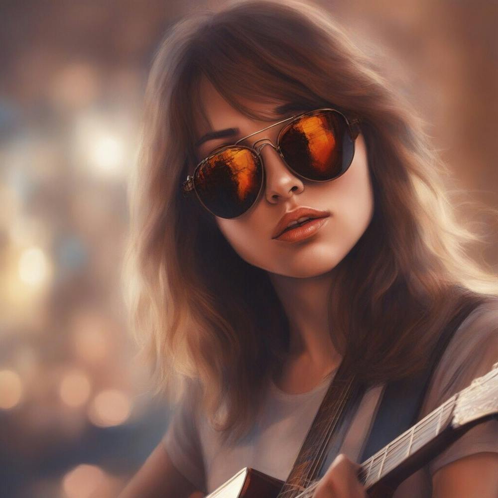 Girl With Sunglasses And A Guitar