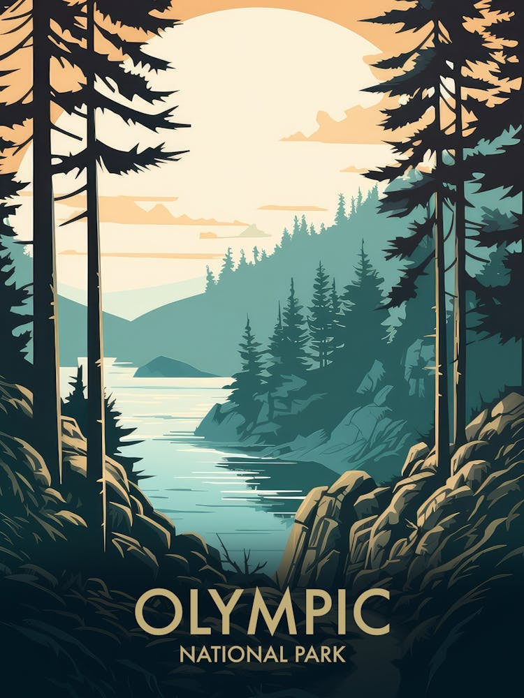 Olympic National Park Vintage Travel Poster 15