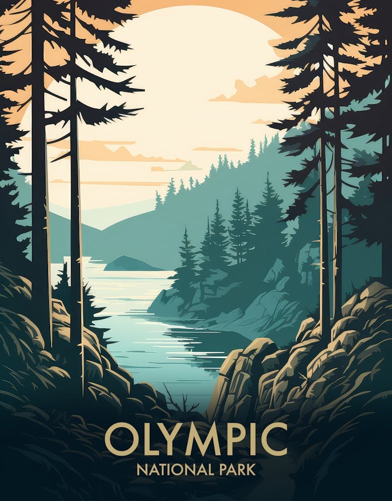 Olympic National Park Vintage Travel Poster 15