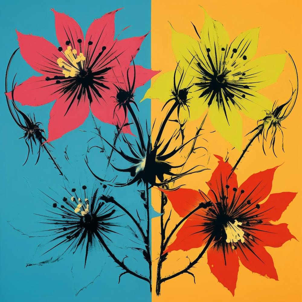 Fleurs Pop Art Style Andy Warhol Love In A Mist Nigella 2 Carré