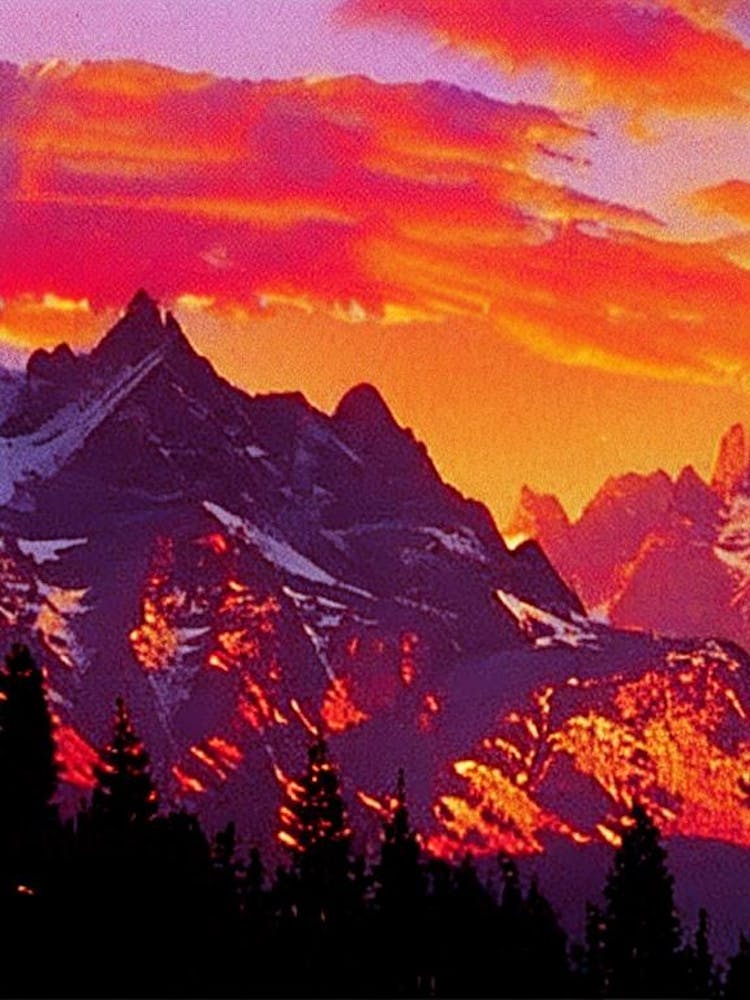 The Rocky Mountains Retro Sunset