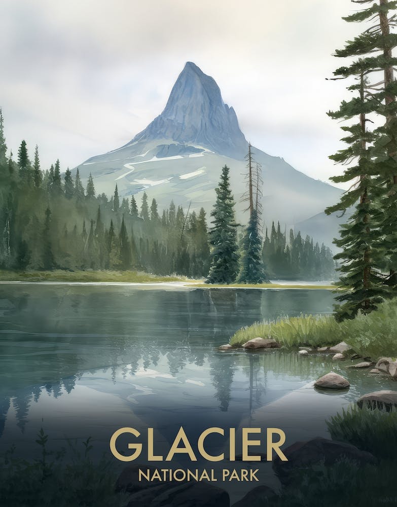 Poster de voyage vintage du Glacier National Park 7