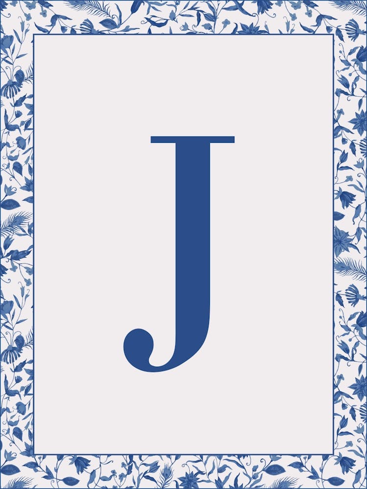 Letter J Monogram Initial Blue