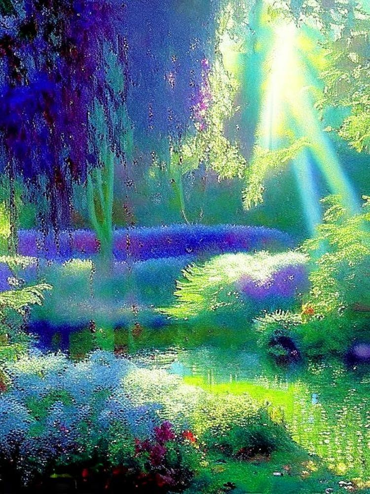 Ballarat Botanical Gardens, 1, Australia Monet Style Classic Painting