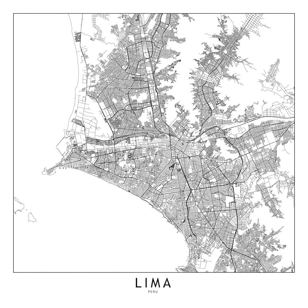 Lima White Map Square