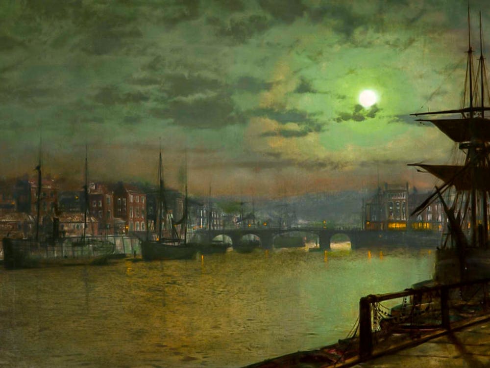 Baiting the lines, Whitby, Yorkshire 1884 by John Atkinson Grimshaw HD Remastered | Matching Canny Glasgow Print | Gallery 19th Century Oil Painting