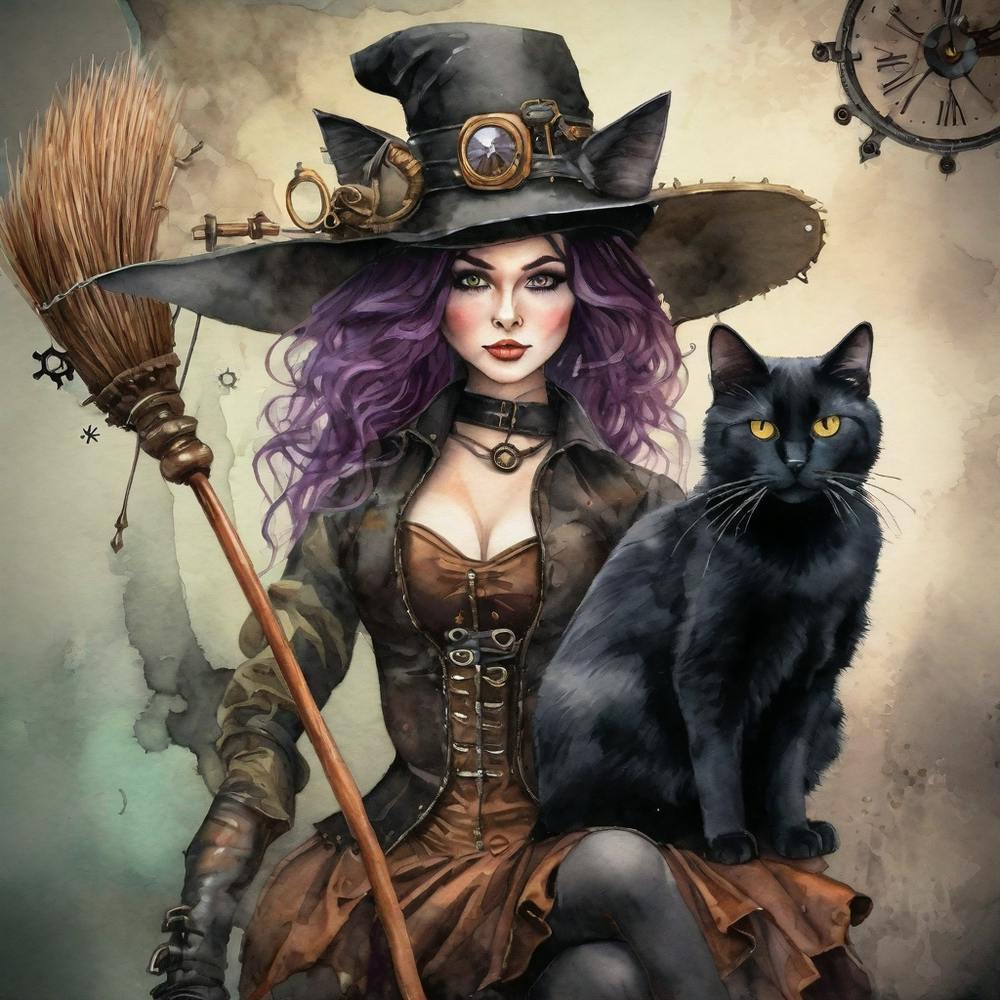 Witch And Cat