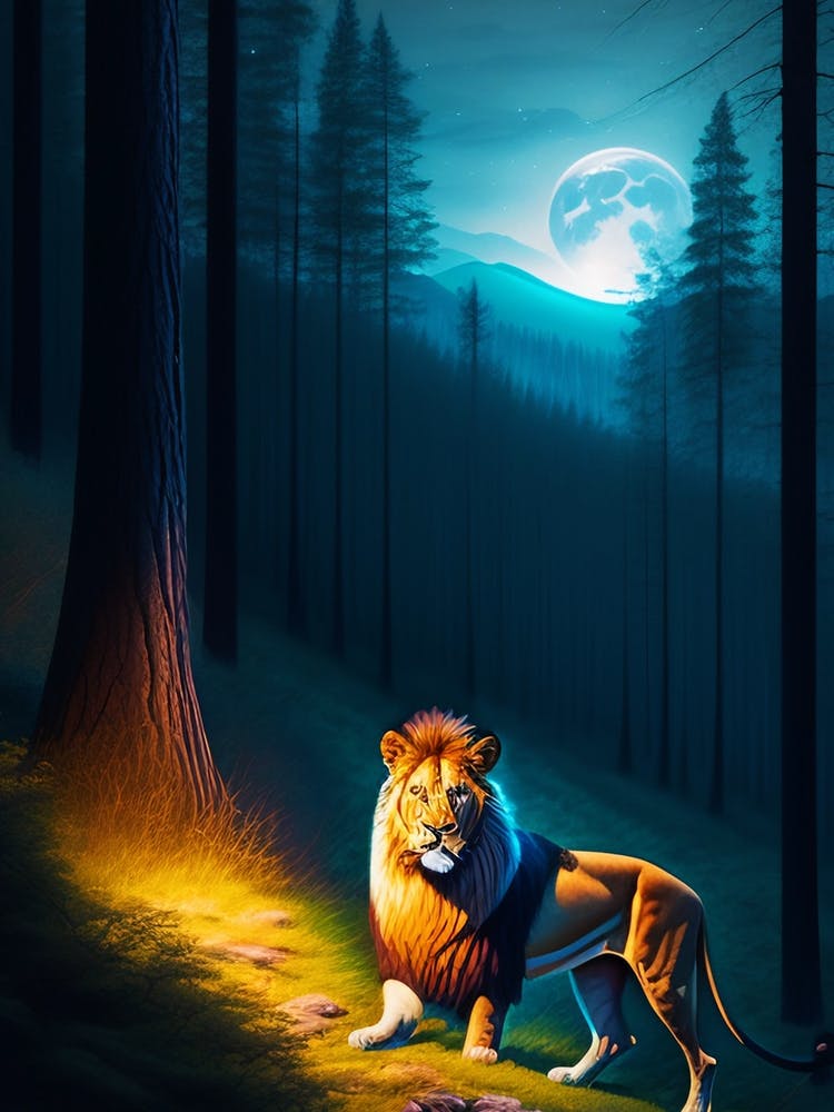 Lion In The Forest