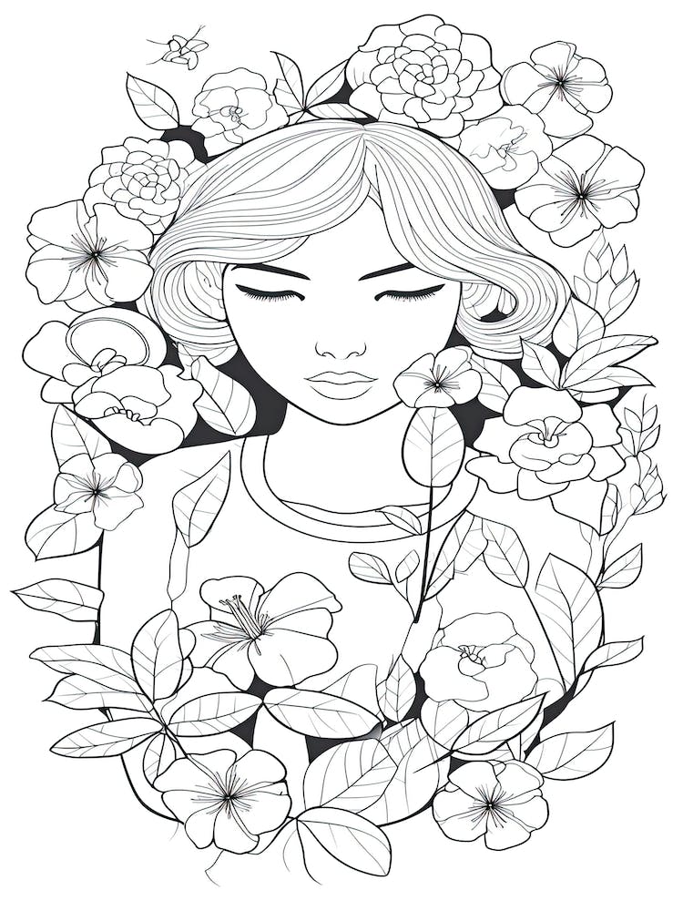 Bloom Body Girl Line Art 25