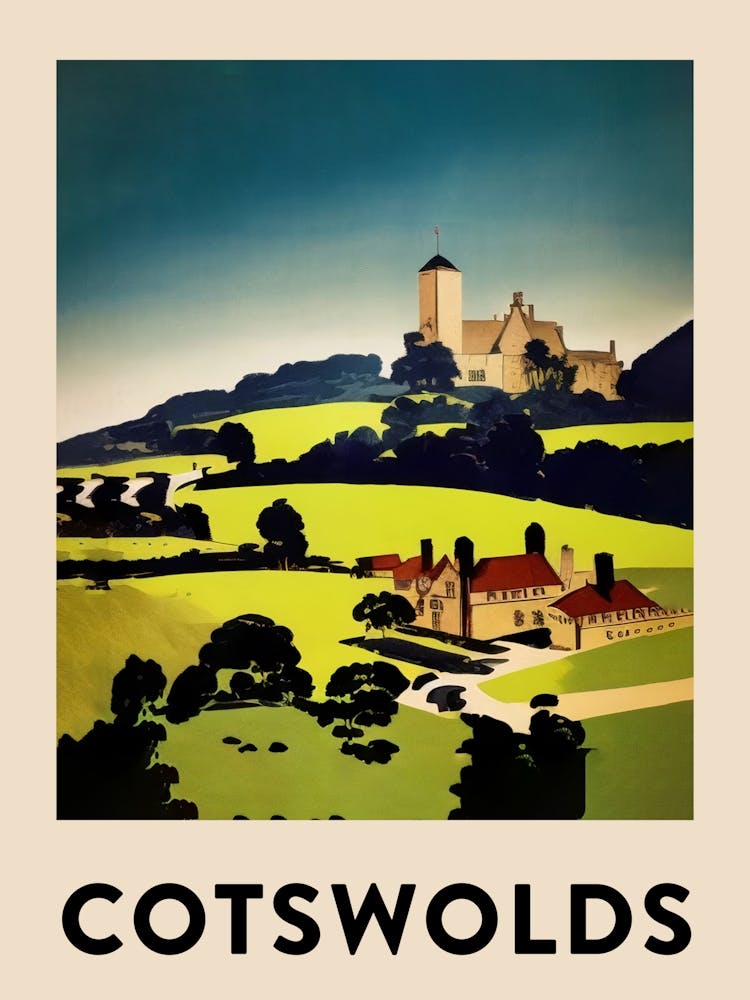 Cotswolds 4 Vintage Travel Poster