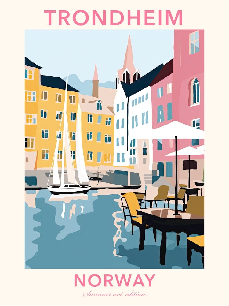 Trondheim, Norway, Flat Pastels Tones Illustration 3 Poster