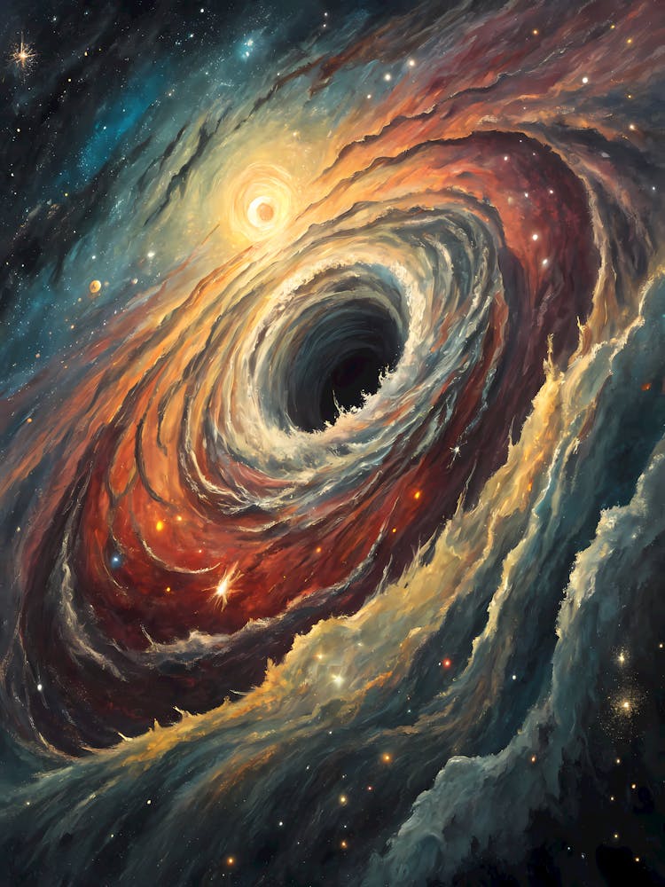 Galactic Black Hole Art Cosmic Swirl and Nebula oil Painting