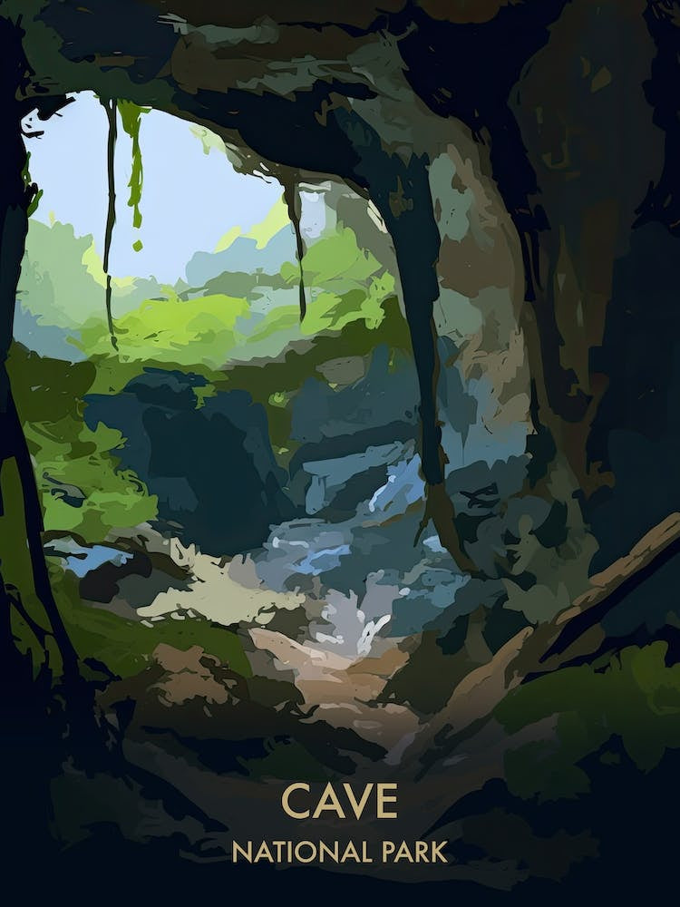 Cave National Park Travel Poster Matisse Style 1