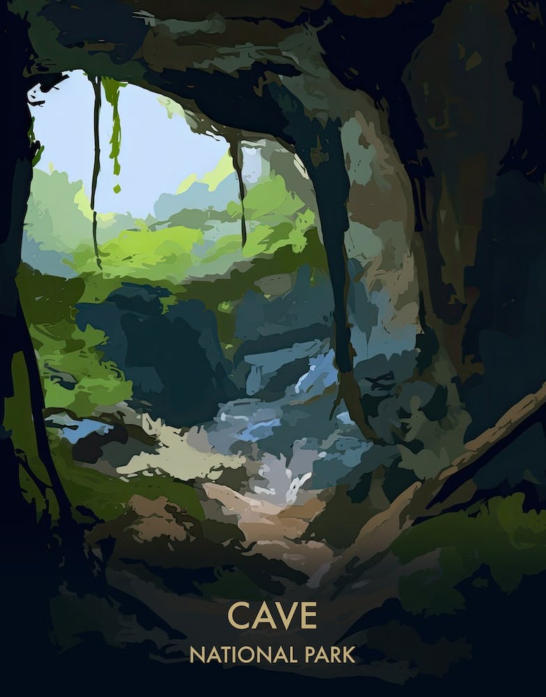 Cave National Park Travel Poster Matisse Style 1