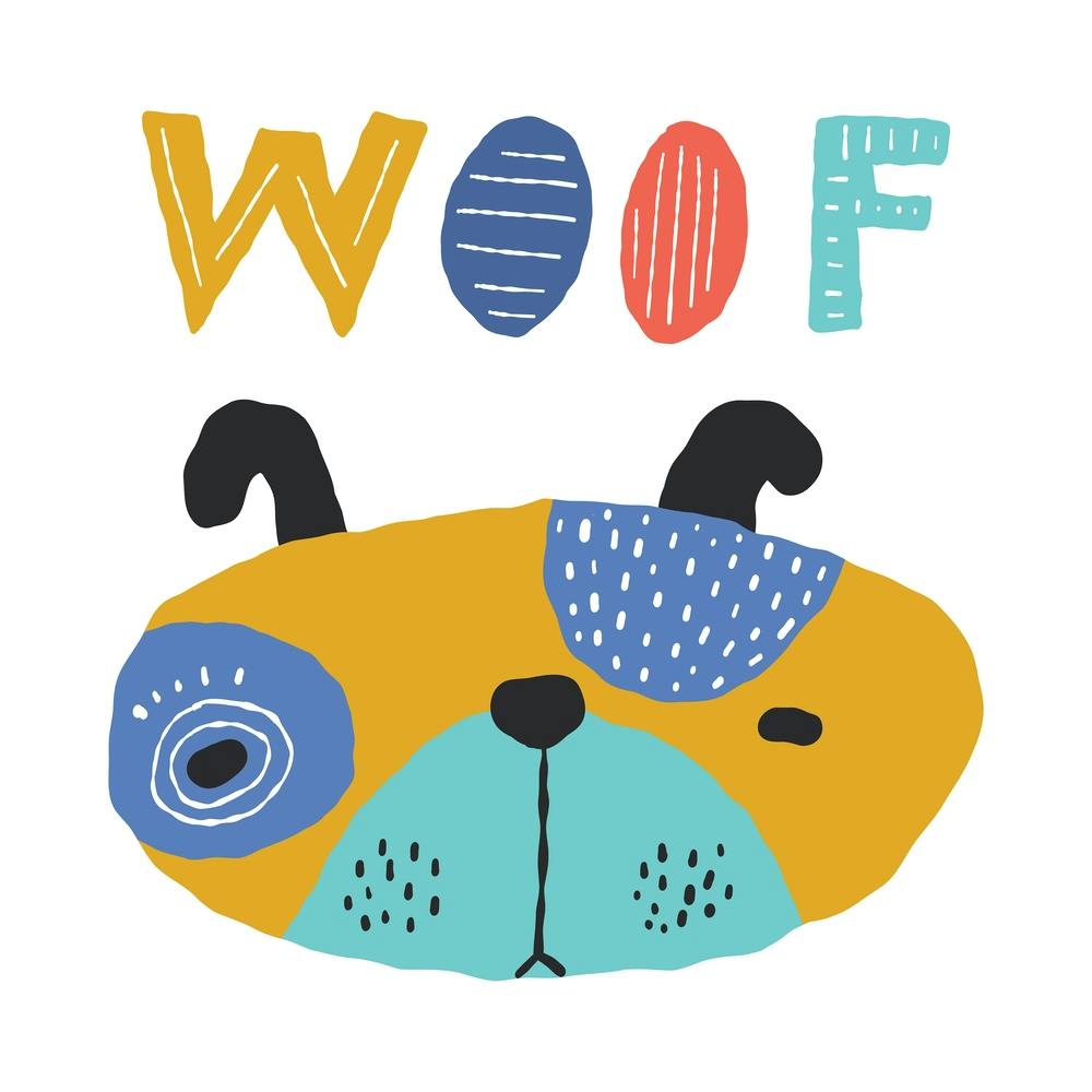 Cute Funny Dog, Woof Lettering 1