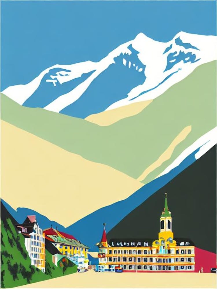 Bad Gastein, Austria Midcentury Vintage Skiing Poster