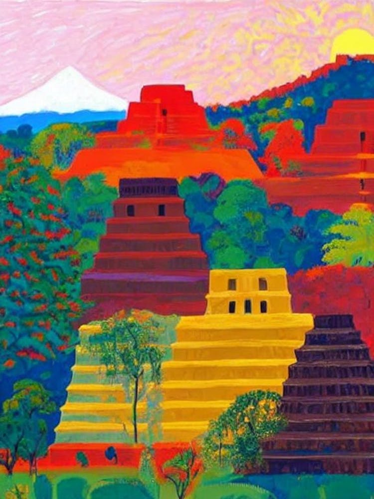 Tikal National Park Guatemala Abstract Colourful