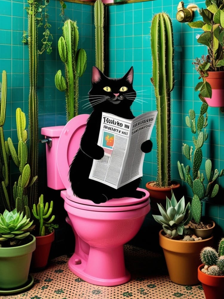 Cat On A Toilet 1